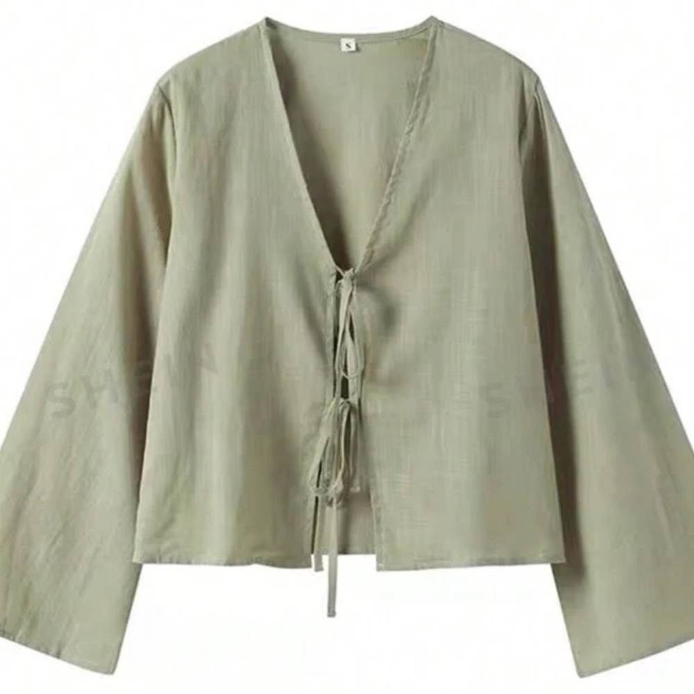 SHEIN VCAY Solid Color Woven Loose-Fitting Regular Women's Long Sleeve Shirt